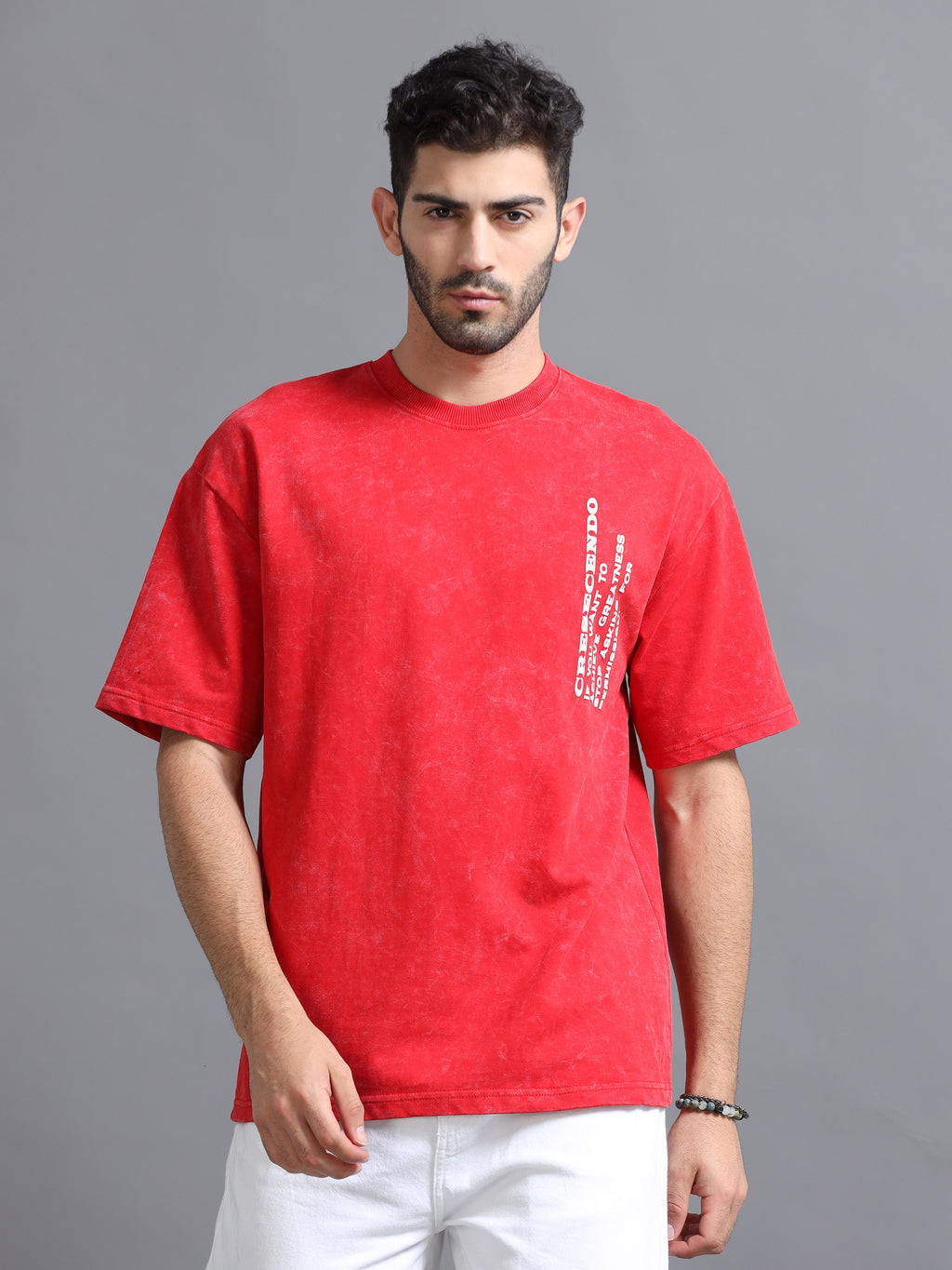Red Optic Wash Oversized Tee