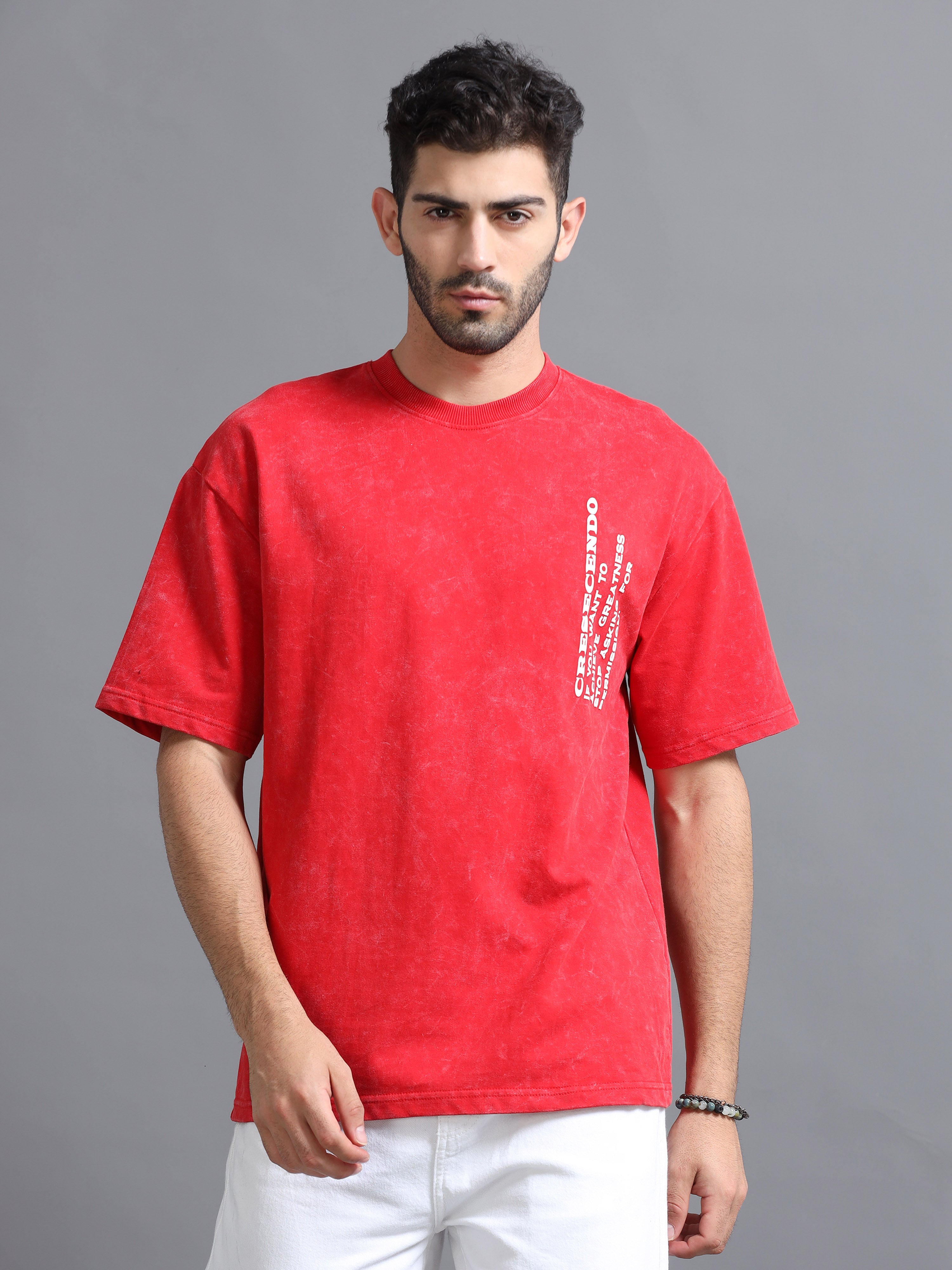 Red Optic Wash Oversized Tee